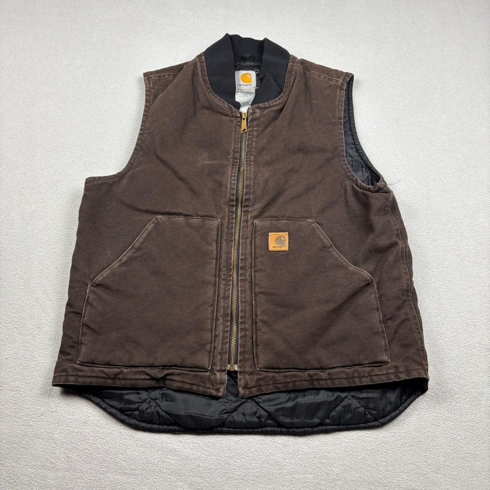 Carhartt Mens V02 DKB Arctic Quilt Lined Duck Vest Dark Brown Medium Regular